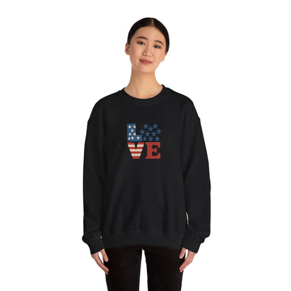Patriotic Love Sweatshirt | Unisex Crewneck, Cozy Top for Celebrations, Gifts, Independence Day, Casual Style, Everyday Comfort