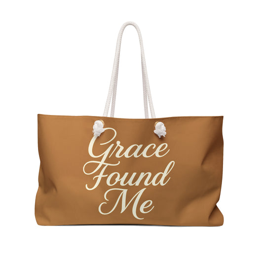 Grace Found Me Weekender Bag – Inspirational Christian Travel Tote, Faith-Based Gift, Spiritual Carryall for Weekend Getaways, Church Retreats, and Everyday Essentials