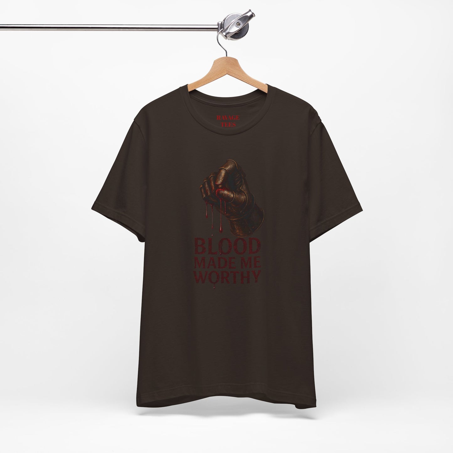 Blood Made Me Worthy T‑Shirt — Graphic Fist Design, Bold Faith & Empowerment Tee