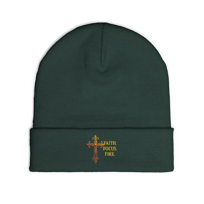 Embroidered Faith Beanie - Cozy Knit Hat for Winter, Inspirational Accessory, Unisex, Gift for Believers, Fashionable Headwear