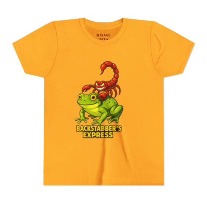 Youth Tee - "Backstabber's Express" Frog & Scorpion Graphic