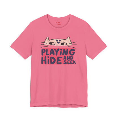 Playing Hide and Seek Cat T-Shirt — Cute Graphic Tee for Cat Lovers