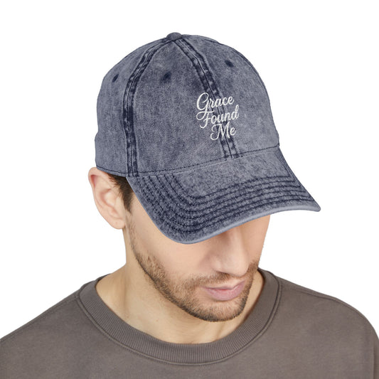 Grace Found Me Vintage Corduroy Cap – Embroidered Christian Hat, Faith-Based Gift, Stylish Vintage Cap for Casual Outfits and Everyday Inspiration