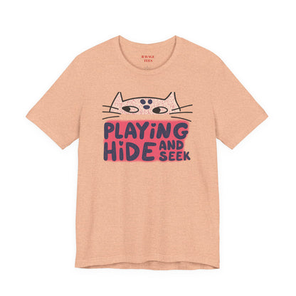 Playing Hide and Seek Cat T-Shirt — Cute Graphic Tee for Cat Lovers