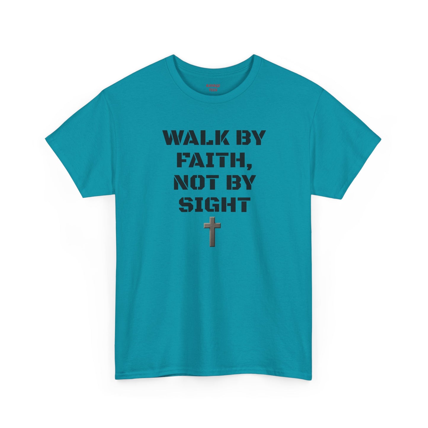 "Walk By Faith" Tee: Christian Bible Verse Unisex Heavy Cotton Shirt