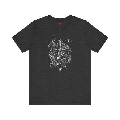 Snake & Dagger Tee: Edgy Unisex Tattoo-Style Graphic Shirt