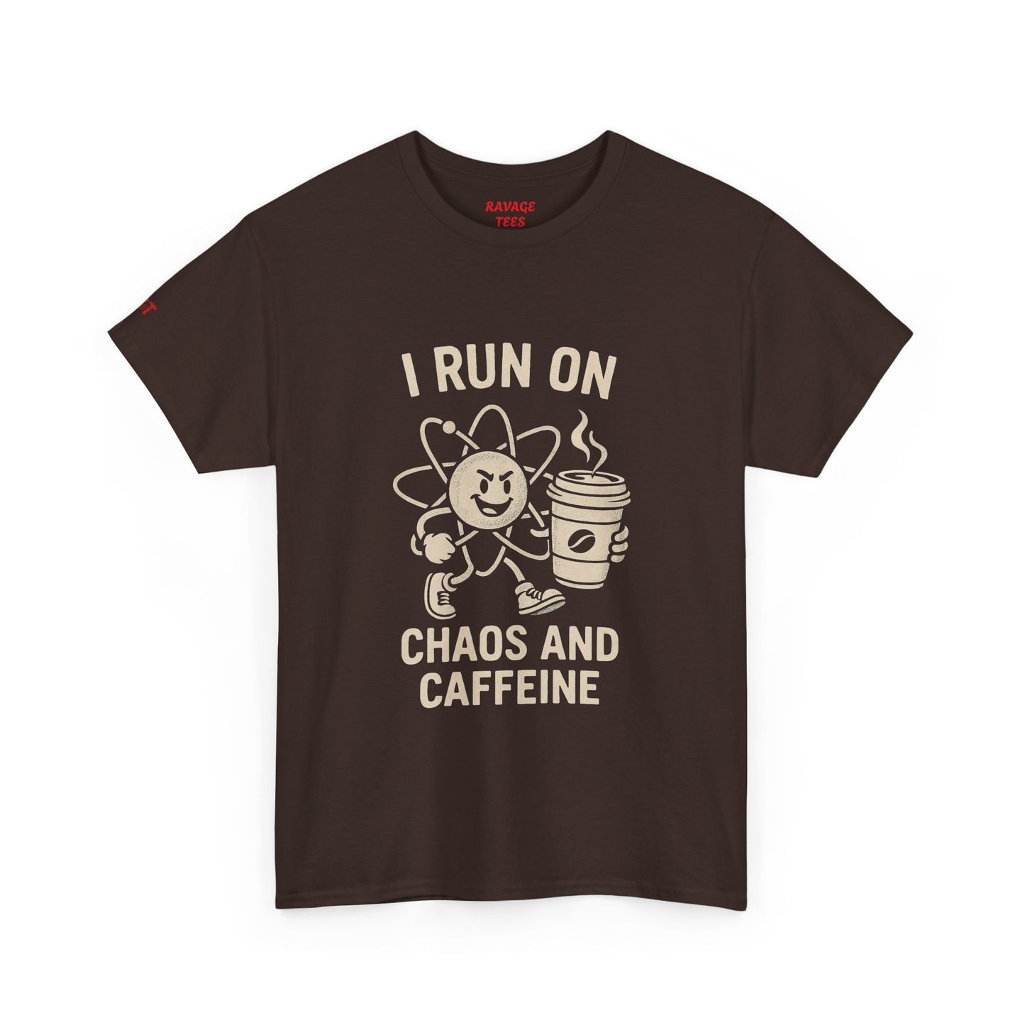 Coffee Lover's Unisex Tee - I Run on Chaos and Caffeine, Funny T-Shirt, Gift for Coffee Enthusiasts, Casual Wear, Relaxed Fit
