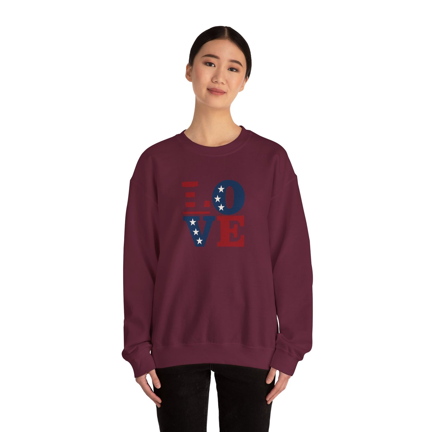 Patriotic Love Sweatshirt | Unisex Crewneck, Cozy Top for Celebrations, Gifts, Independence Day, Casual Style, Everyday Comfort