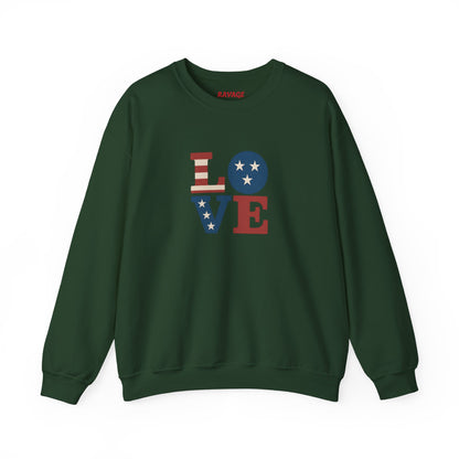 Patriotic Love Sweatshirt | Unisex Crewneck, Cozy Top for Celebrations, Gifts, Independence Day, Casual Style, Everyday Comfort