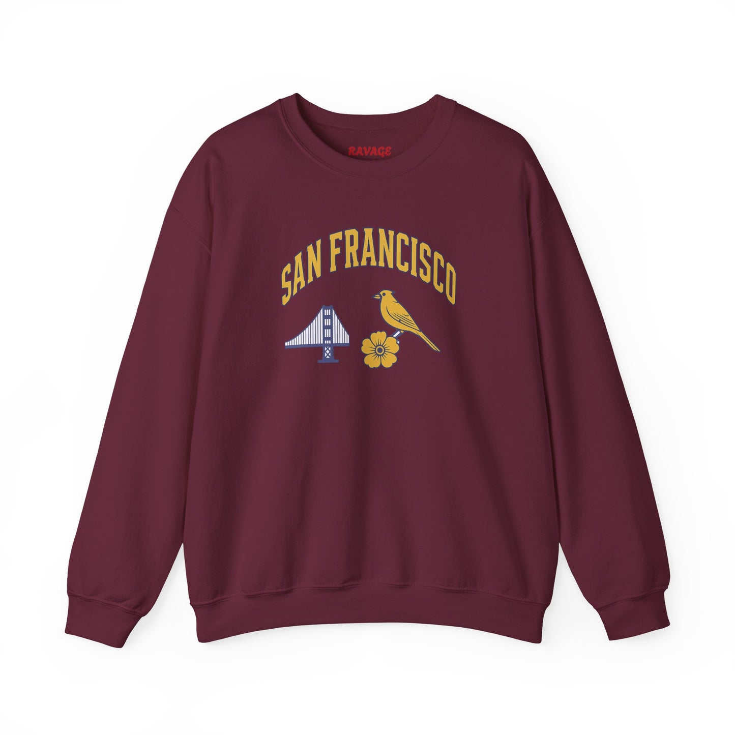 RAVAGE San Francisco - City Vibe Sweatshirt | Unisex Cardinal Crewneck, Cozy Fall Fashion, Casual Wear, Bird Lover Gift Idea