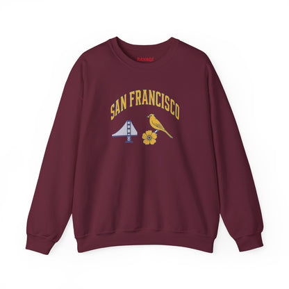 RAVAGE San Francisco - City Vibe Sweatshirt | Unisex Cardinal Crewneck, Cozy Fall Fashion, Casual Wear, Bird Lover Gift Idea