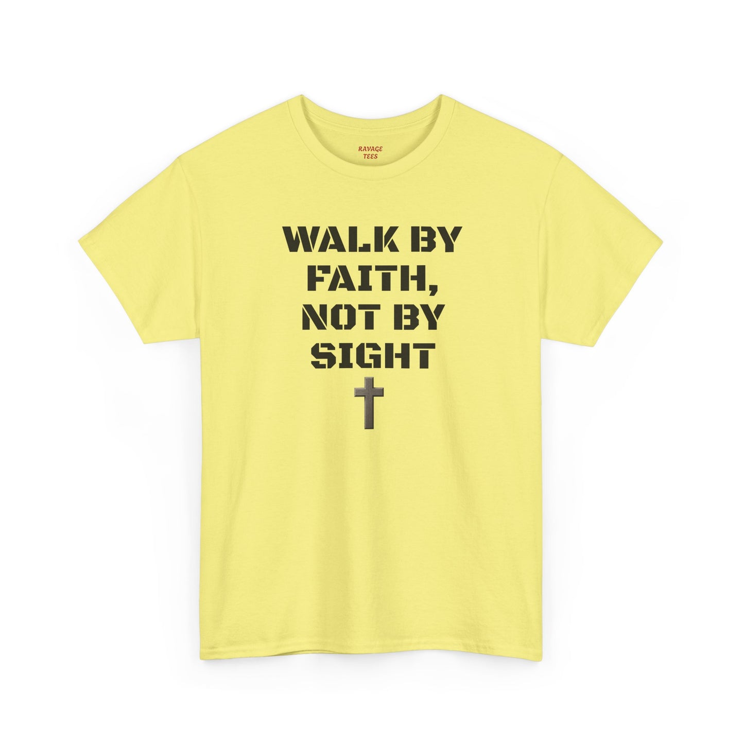 "Walk By Faith" Tee: Christian Bible Verse Unisex Heavy Cotton Shirt