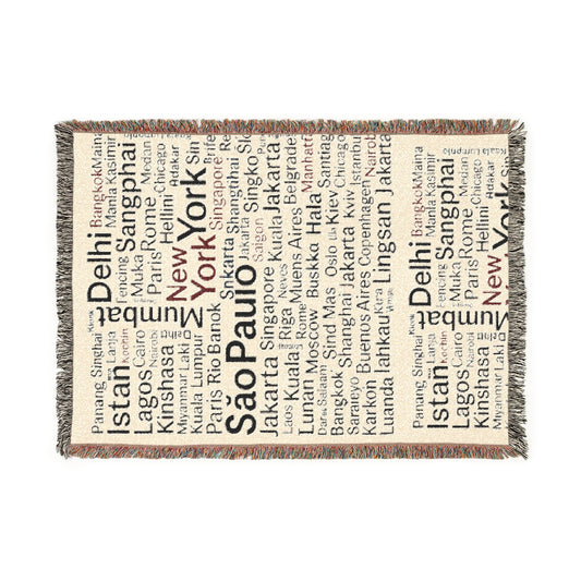 Cozy Woven Blanket with City Map Design, Perfect for Home Decor, Gift for Travelers, Unique Keepsake