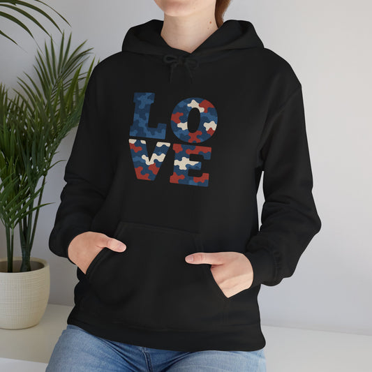 Unisex Hooded Sweatshirt with 'LOVE' Design - Cozy Gift for Friends, Valentine's Day, Casual Wear, Relaxation, Everyday Use