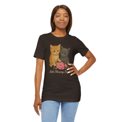 Cute Cat Graphic Tee, Casual Unisex Shirt