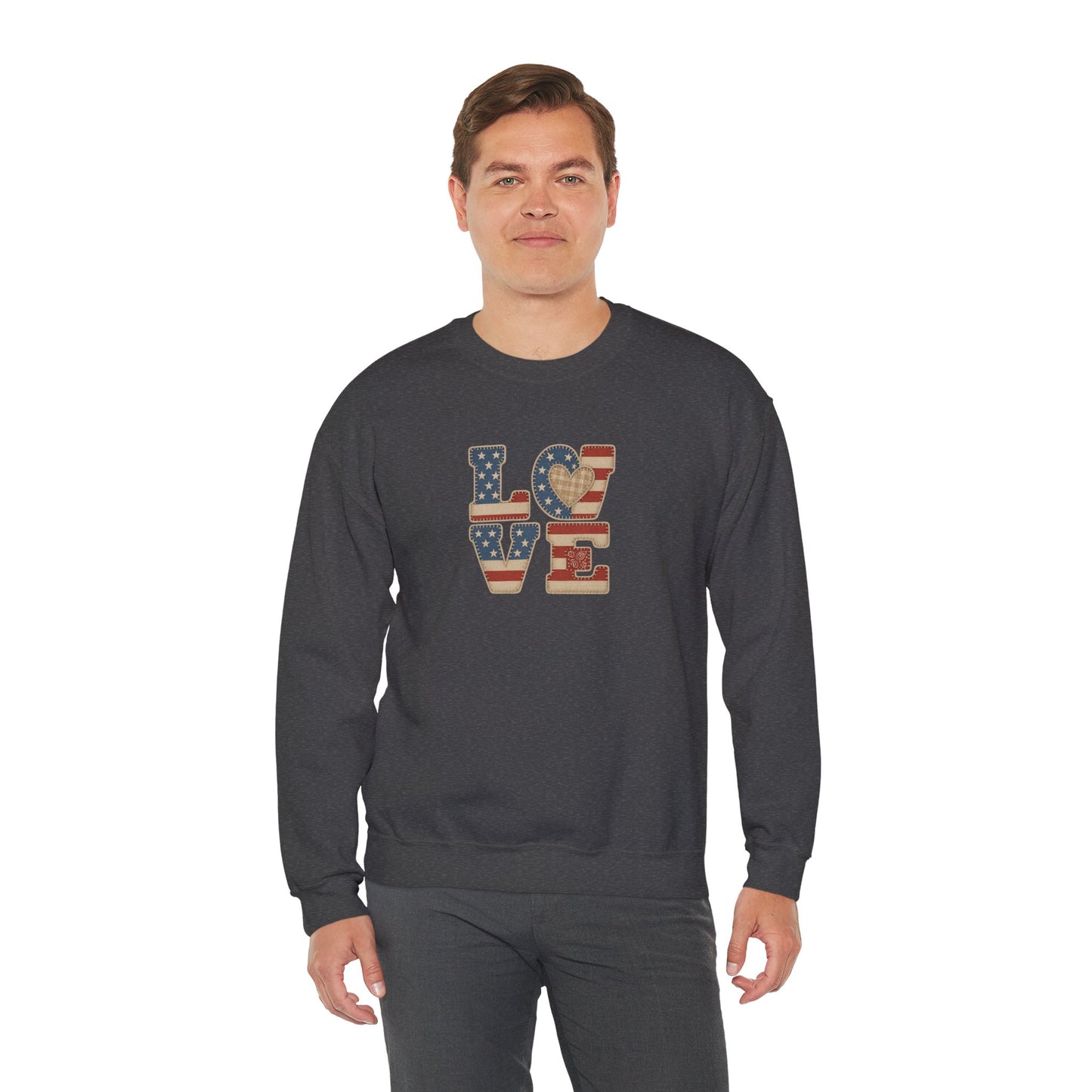 Patriotic Love Sweatshirt | Unisex Crewneck, Cozy Top for Celebrations, Gifts, Independence Day, Casual Style, Everyday Comfort
