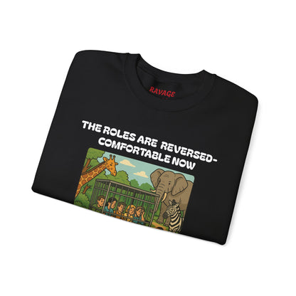 Reversal of Roles-Fun Animal Crewneck Sweatshirt, Unisex Sweatshirt