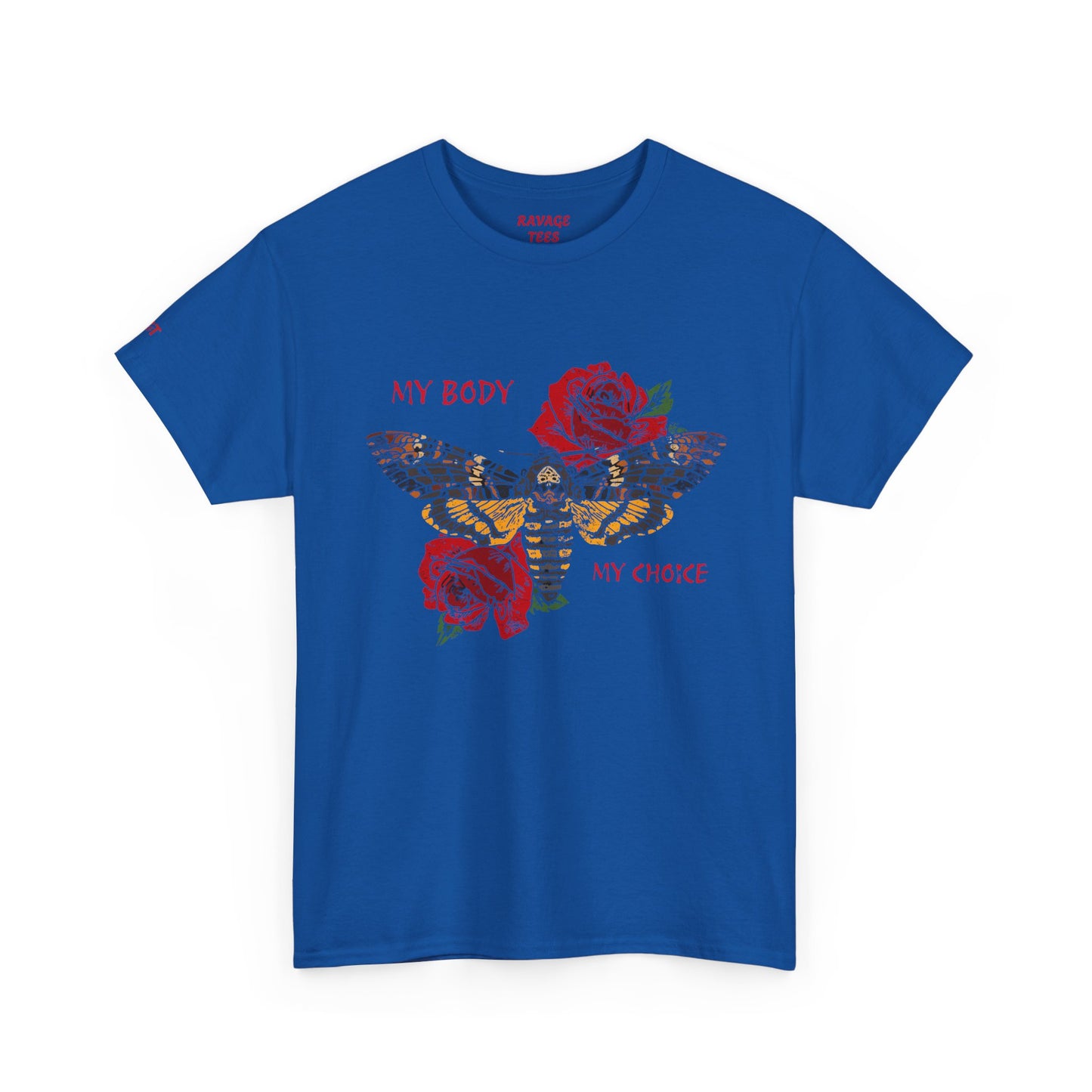 Your Body Your Choice Tee with Butterfly & Rose Design