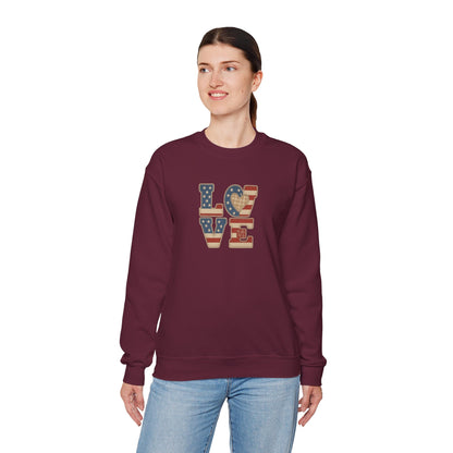 Patriotic Love Sweatshirt | Unisex Crewneck, Cozy Top for Celebrations, Gifts, Independence Day, Casual Style, Everyday Comfort