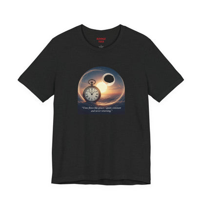 Time Flows Like Grace Cosmic Time Short Sleeve Tee, Celestial T-Shirt, Space Lover Gift, Astrology Shirt, Motivational Tee, Moon Phase Apparel