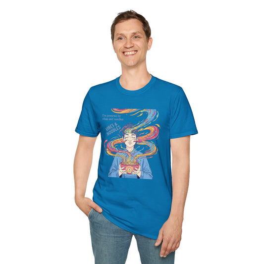 Vibes and Noodles Graphic Tee – Unisex Softstyle T-Shirt, Fun Quirky Apparel, Gift for Food Lovers, Casual Everyday Wear