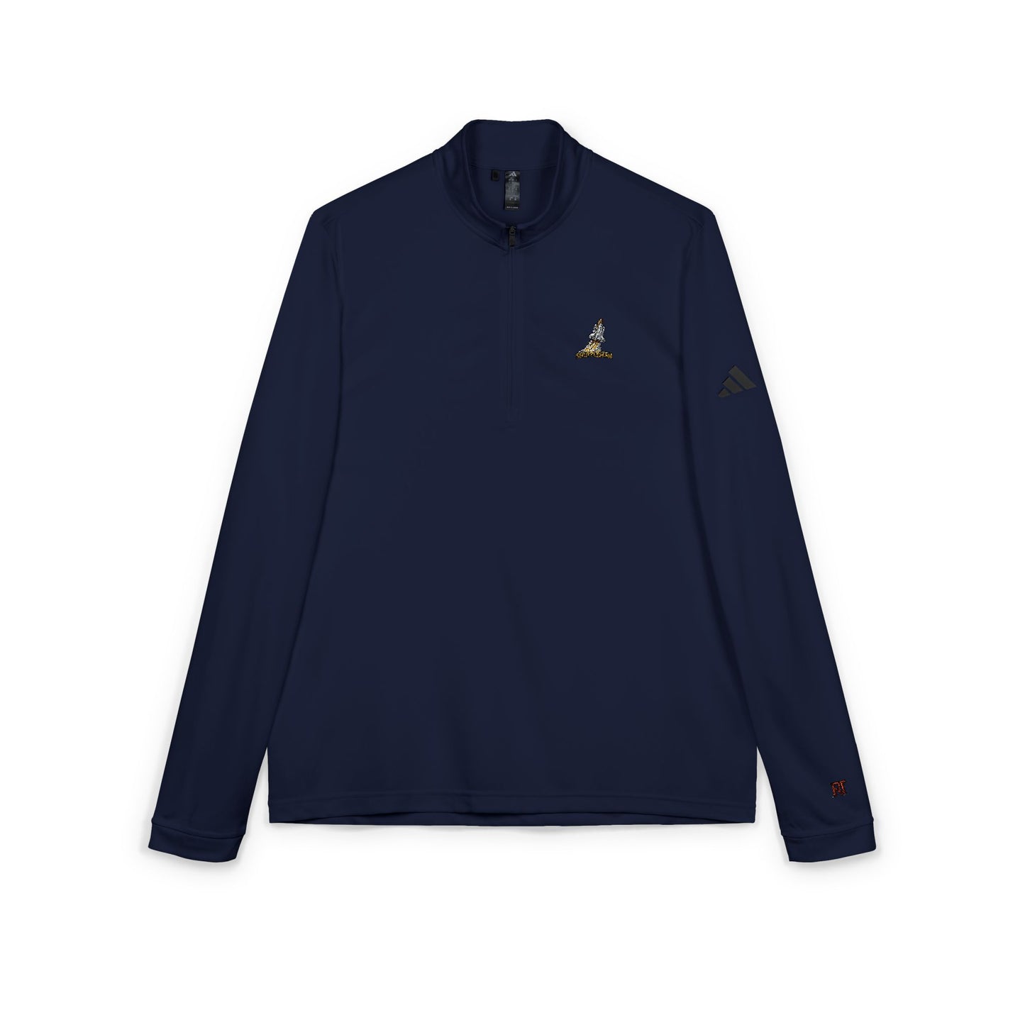 Embroidered Quarter‑Zip Pullover — White adidas® Performance Top