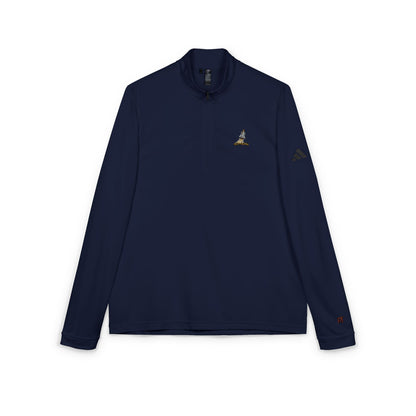 Embroidered Quarter‑Zip Pullover — White adidas® Performance Top