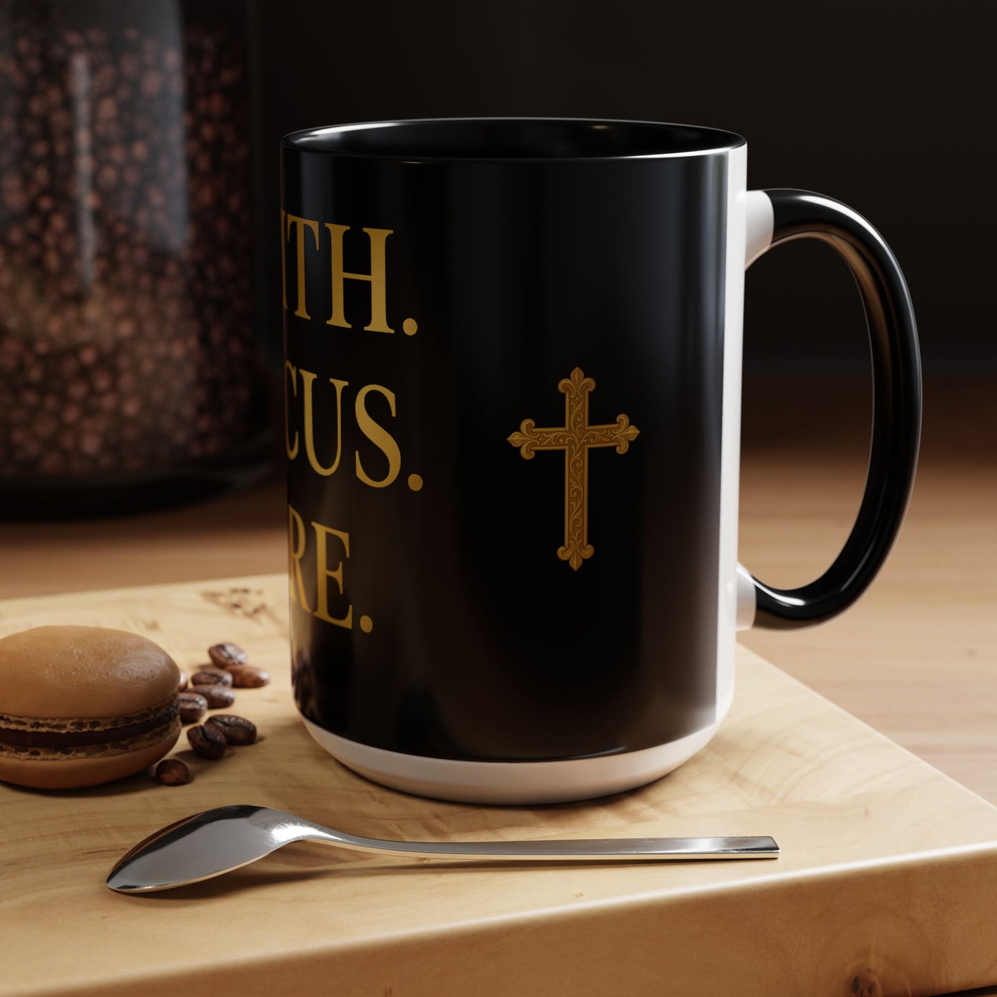 Faith-Inspired Coffee Mug - Motivational Black Mug for Daily Inspiration, Gift for Christians, Office Decor, Home Beverage