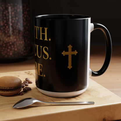 Faith-Inspired Coffee Mug - Motivational Black Mug for Daily Inspiration, Gift for Christians, Office Decor, Home Beverage