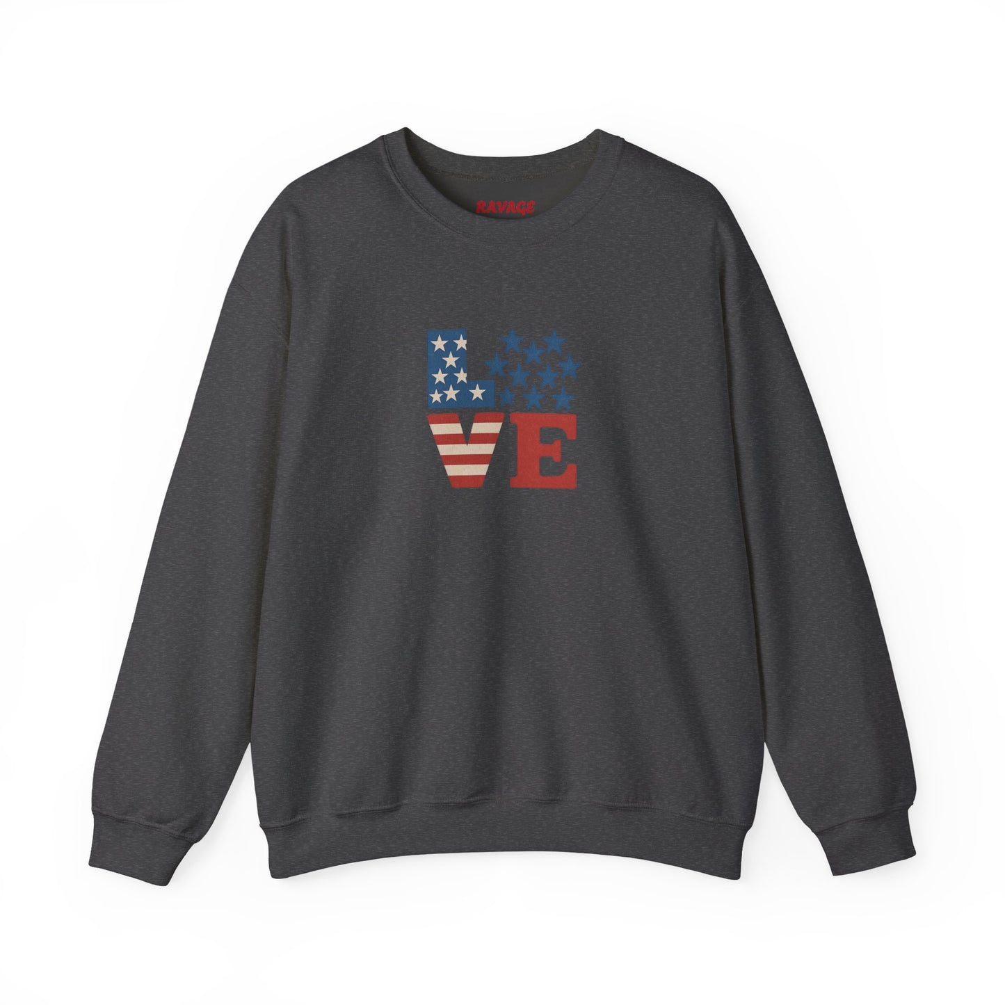 Patriotic Love Sweatshirt | Unisex Crewneck, Cozy Top for Celebrations, Gifts, Independence Day, Casual Style, Everyday Comfort