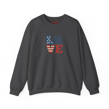 Patriotic Love Sweatshirt | Unisex Crewneck, Cozy Top for Celebrations, Gifts, Independence Day, Casual Style, Everyday Comfort