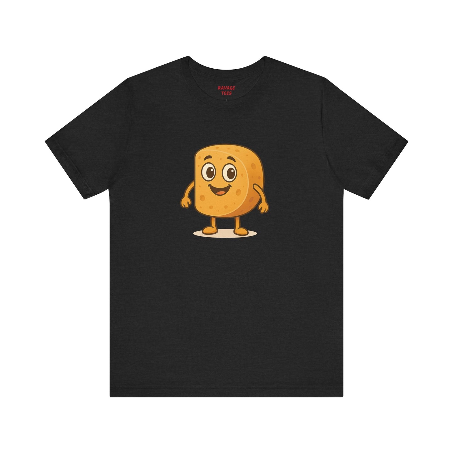Happy Cheesy Square Character T-Shirt | Cute Cartoon Cheese Tee