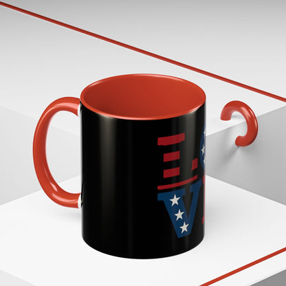 Patriotic Love Coffee Mug | 11 & 15oz Ceramic Cup | Perfect for Independence Day, Valentine's Day, and Everyday Use