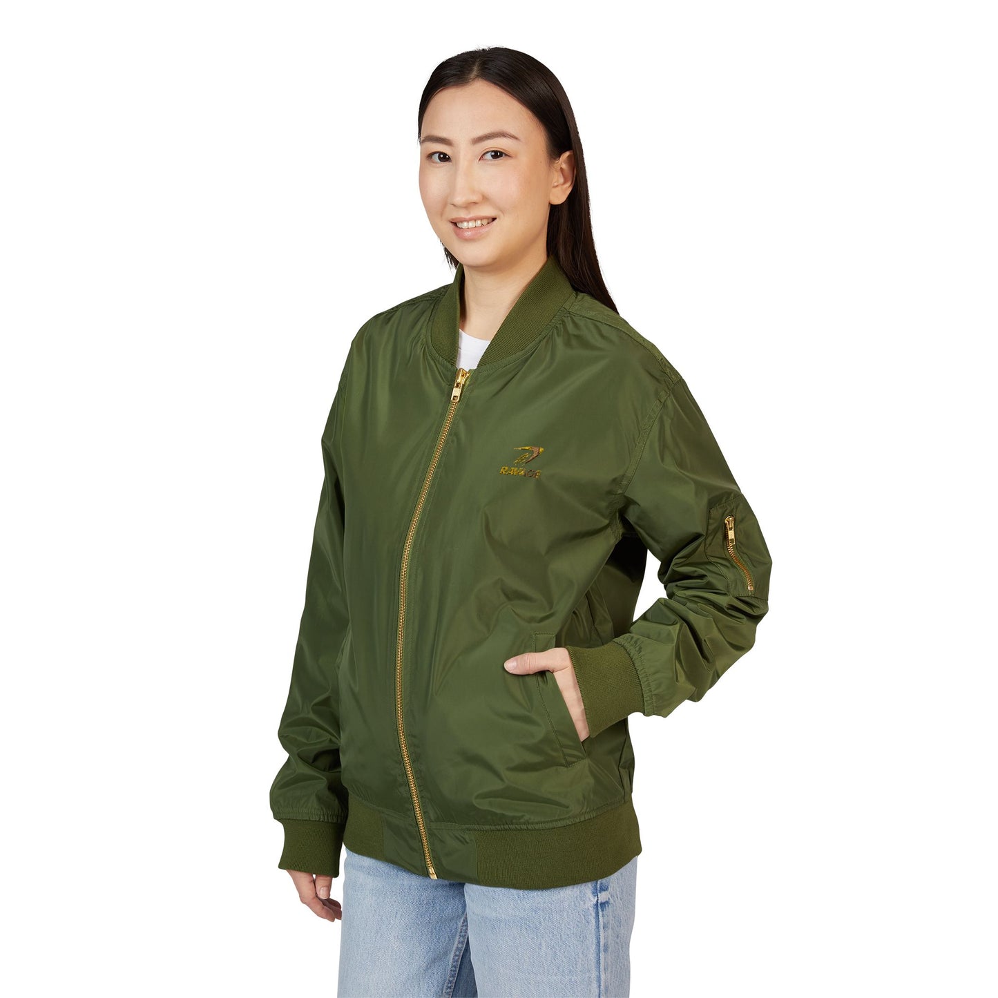 RAVAGE Embroidered Bomber: Eco-Friendly Unisex Streetwear Gift