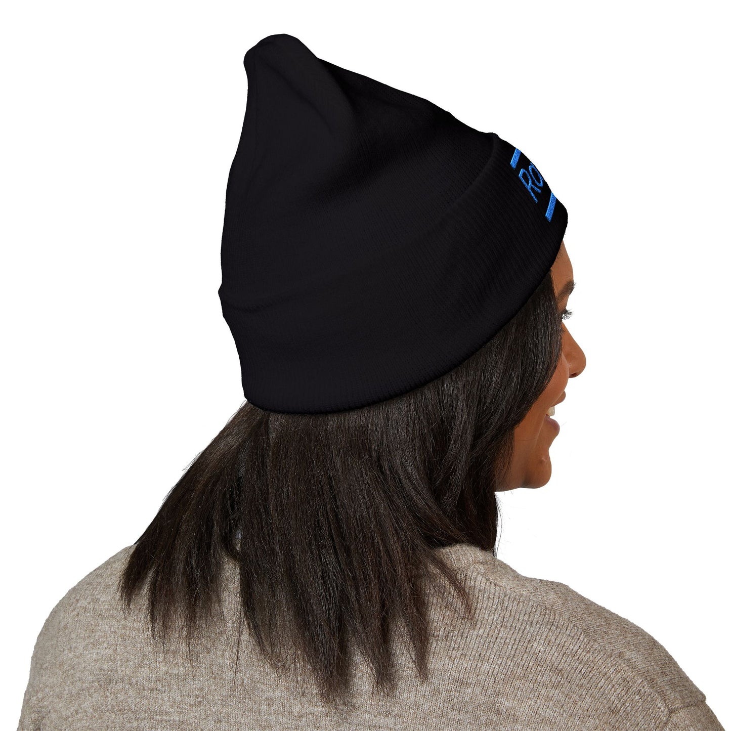 Ravage Embroidered Cuffed Beanie | Light Blue Logo Knit Hat