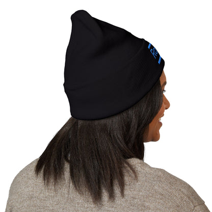 Ravage Embroidered Cuffed Beanie | Light Blue Logo Knit Hat