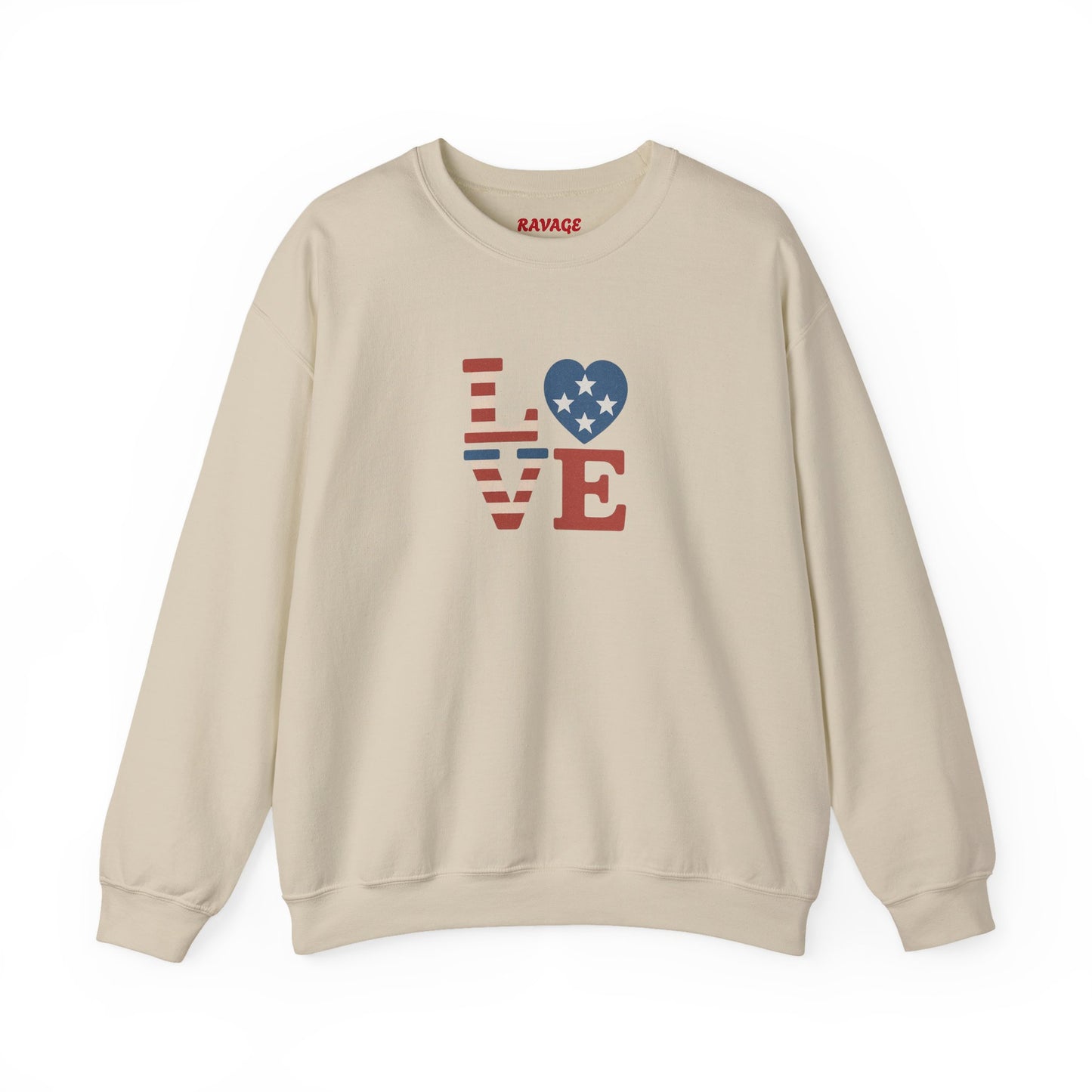 Patriotic Love Sweatshirt | Unisex Crewneck, Cozy Top for Celebrations, Gifts, Independence Day, Casual Style, Everyday Comfort