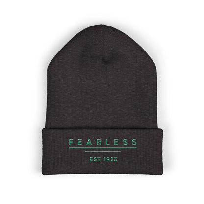 Fearless Embroidered Cuffed Beanie — Minimal Vintage 'EST 1925' Knit Hat