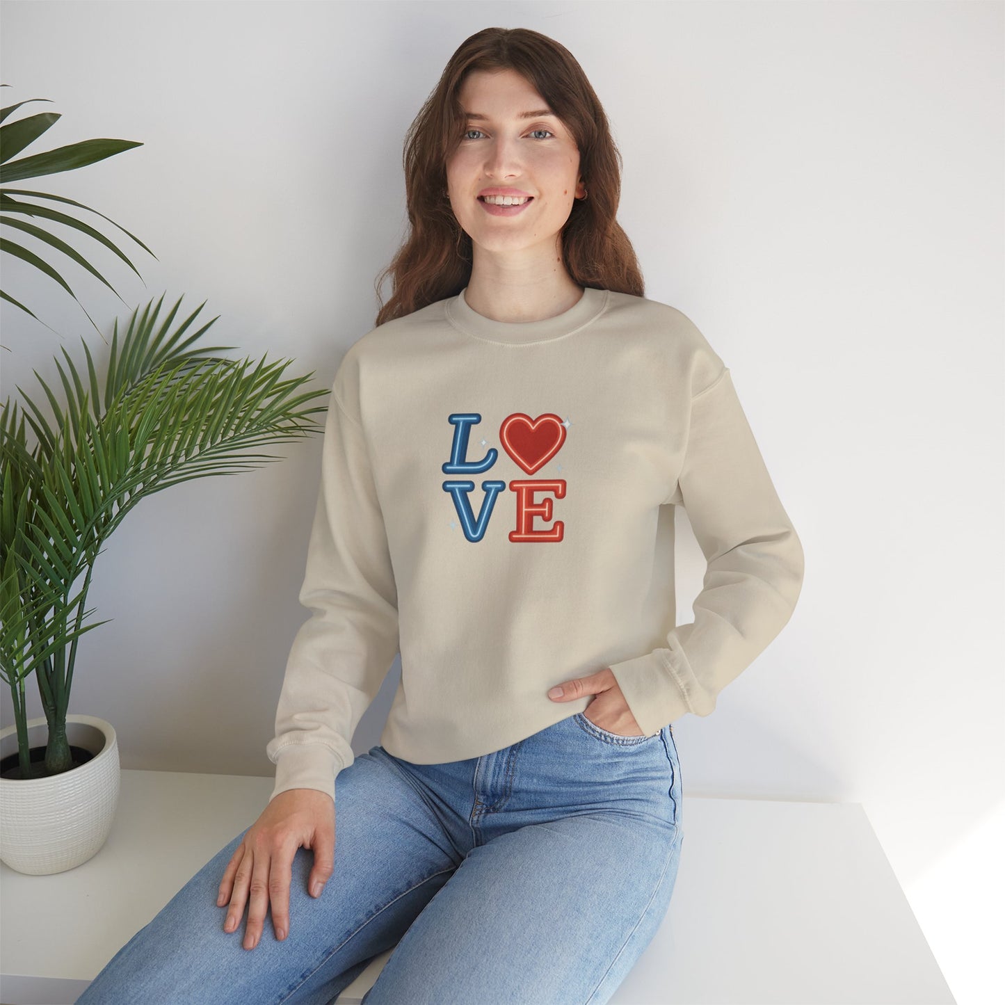 Patriotic Love Sweatshirt | Unisex Crewneck, Cozy Top for Celebrations, Gifts, Independence Day, Casual Style, Everyday Comfort