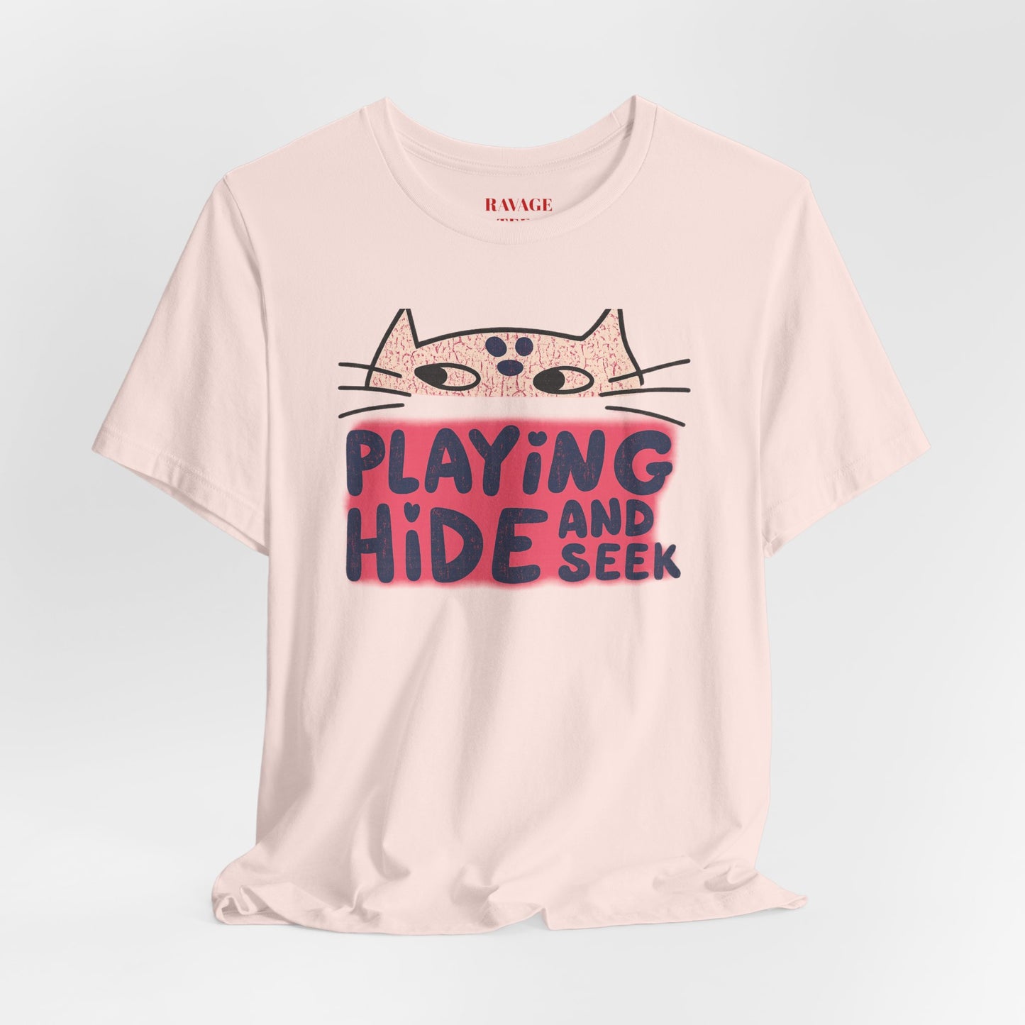 Playing Hide and Seek Cat T-Shirt — Cute Graphic Tee for Cat Lovers