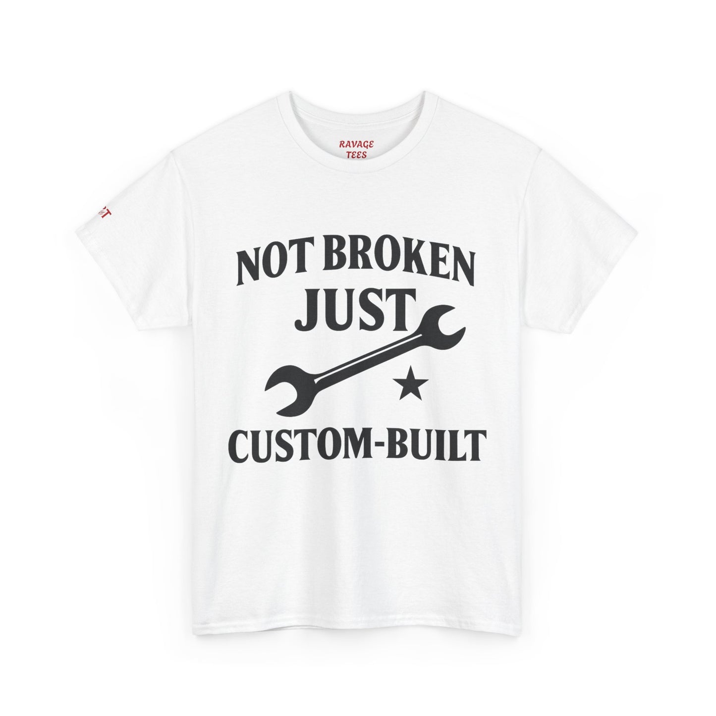 Not Broken Just Custom-Built Unisex Tee – Funny Mechanic T-Shirt, DIY Enthusiast Gift, Casual Workwear Shirt