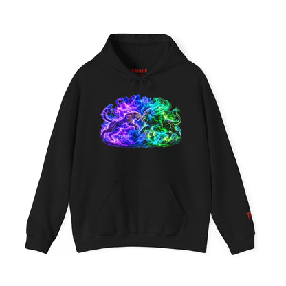 Neon Nebula Predator Clash Graphic Hoodie