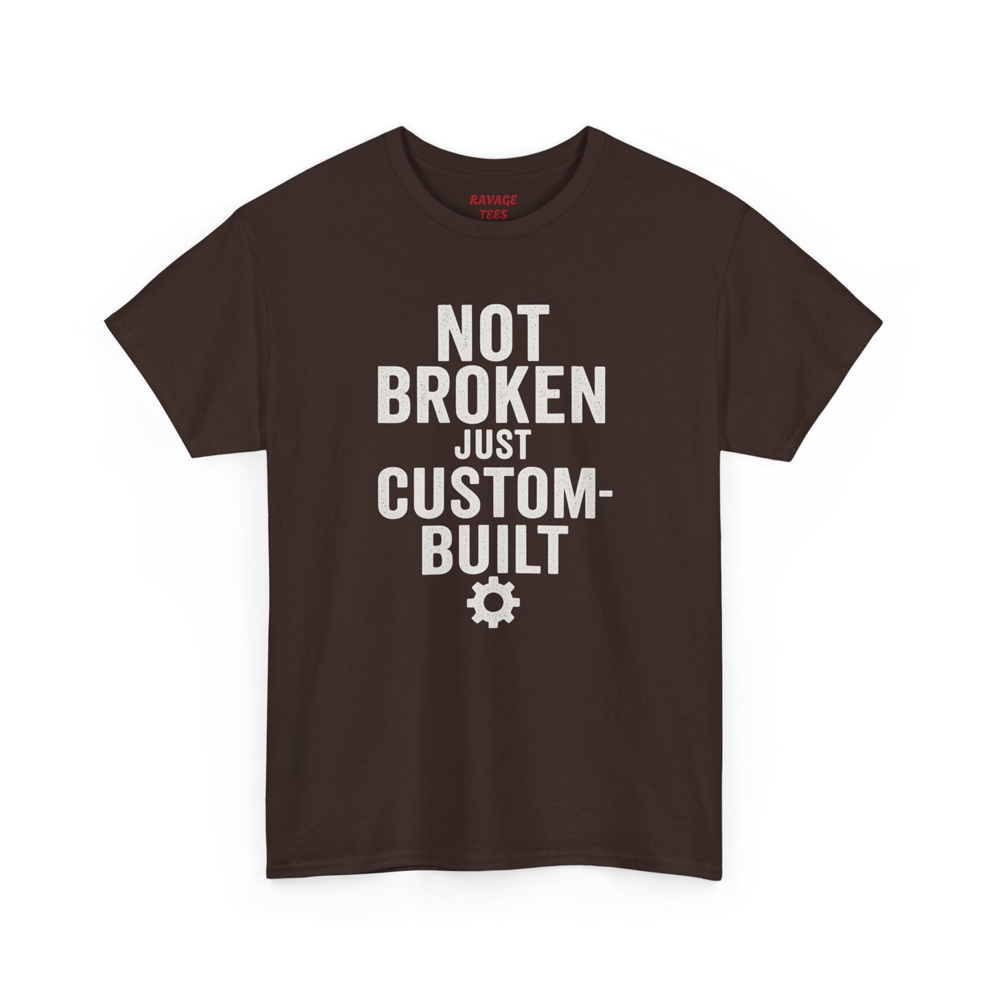 “Not Broken Just Custom-Built | Unisex Graphic Tee – Garage Edition