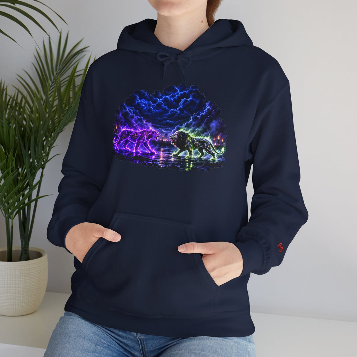 Neon Nebula Predator Clash Graphic Graphic Hoodie