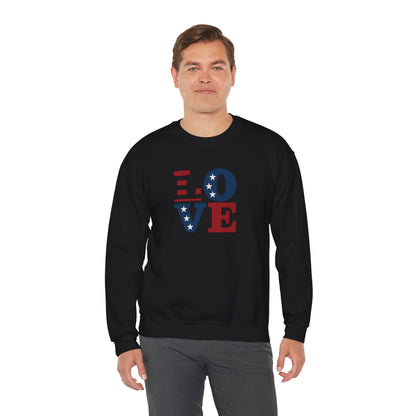Patriotic Love Sweatshirt | Unisex Crewneck, Cozy Top for Celebrations, Gifts, Independence Day, Casual Style, Everyday Comfort