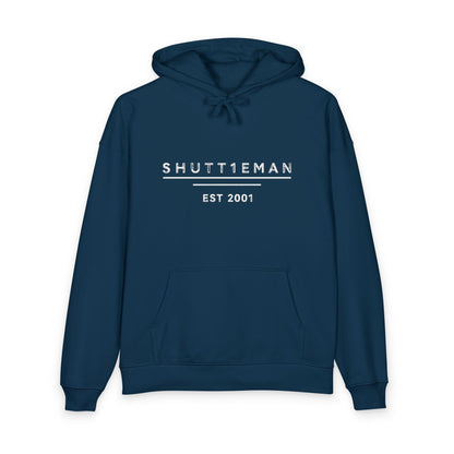 Shutt1eman EST 2001 Minimalist Logo Hoodie — Organic Relaxed Fit