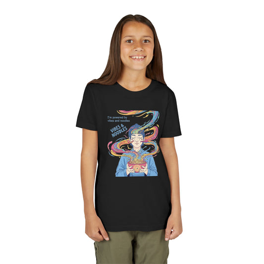 Vibes & Noodles Youth Tee, Cute Kid's T-Shirt, Fun Graphic Tee, Colorful Short Sleeve Shirt, Gift for Kids, Summer Outfit