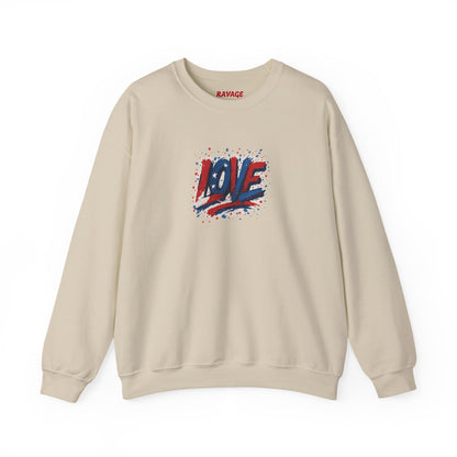 Patriotic Love Sweatshirt | Unisex Crewneck, Cozy Top for Celebrations, Gifts, Independence Day, Casual Style, Everyday Comfort