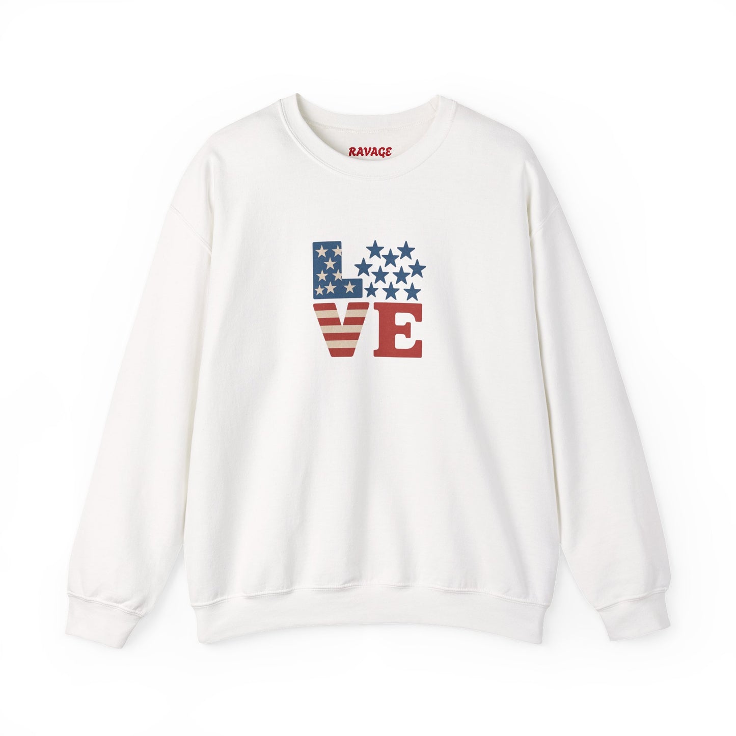Patriotic Love Sweatshirt | Unisex Crewneck, Cozy Top for Celebrations, Gifts, Independence Day, Casual Style, Everyday Comfort