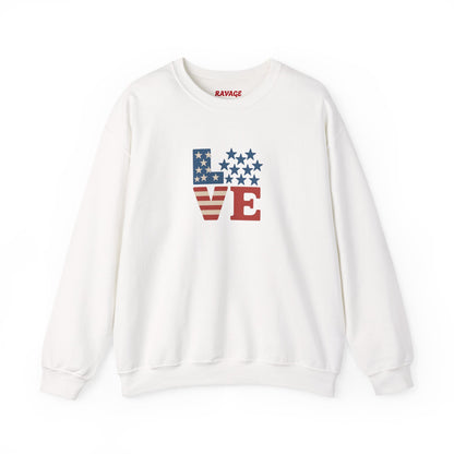Patriotic Love Sweatshirt | Unisex Crewneck, Cozy Top for Celebrations, Gifts, Independence Day, Casual Style, Everyday Comfort